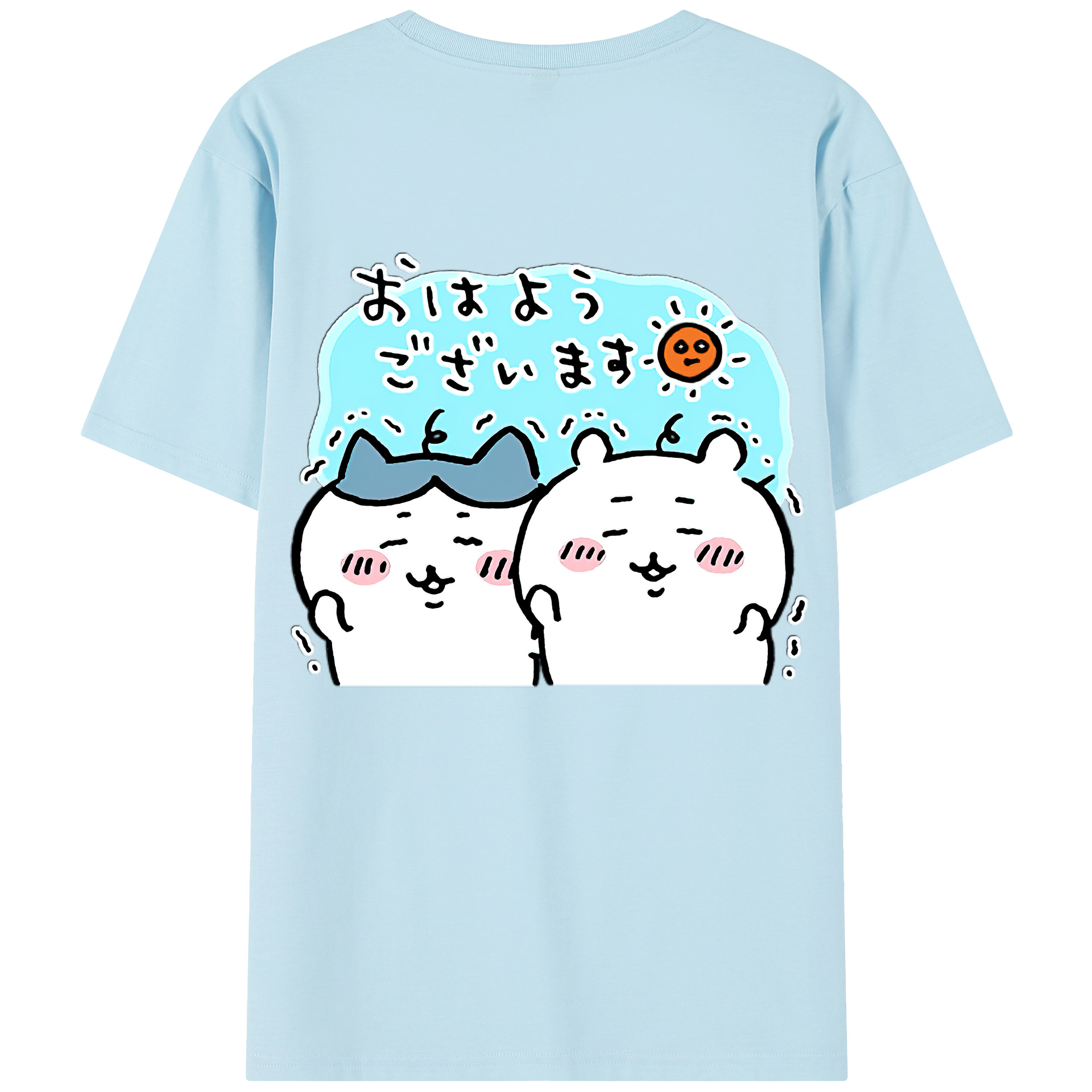 （画像用） ちいかわ ハチワレ Chii-kawa hachiware 綿100％半袖Tシャツ（背面プリント）